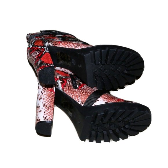 SHOE REPUBLIC LA SNAKE SKIN LOOK BOOTS CHUNKY SOLE w/ CLIP STRAP _ SIZE 10 - Picture 4 of 9